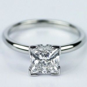 1 Ct Princess Cut  Moissanite Engagement Ring